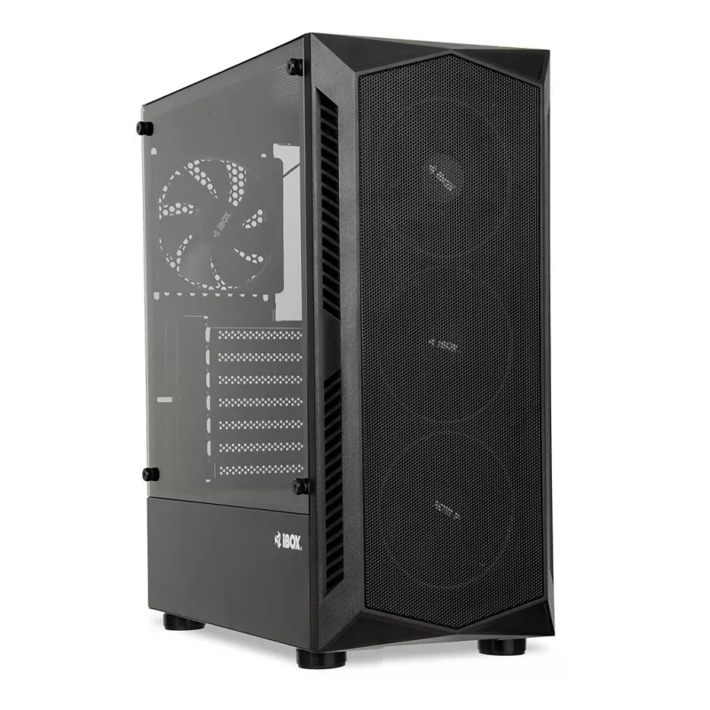 Caja de PC IBOX LUPUS 27 Midi Tower ATX, cristal templado, RGB, 455×200×380 mm, compatible con ATX, GPU hasta 32 cm