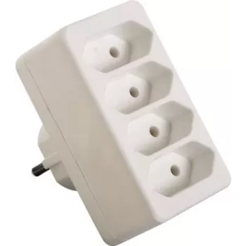 Regleta de enchufes AS Schwabe 48411 — 4 tomas, cable de 1,5 m, blanca