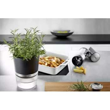 Maceta de hierbas GEFU BOTANICO autónoma plástico, acero inoxidable negra