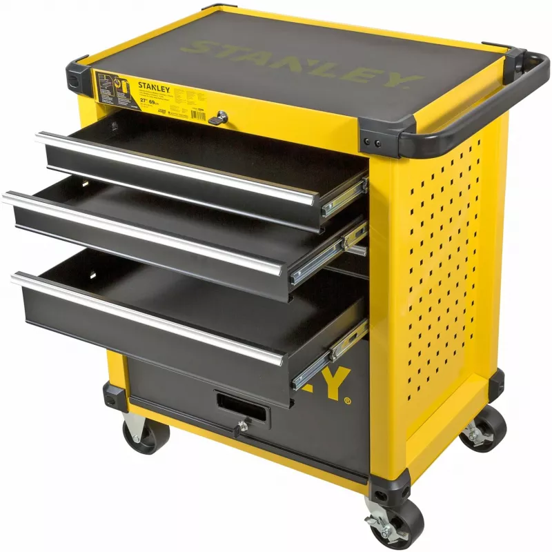 Carro de herramientas Stanley STST74305-1 con 5 cajones, amarillo/negro, 3 cajones planos + 2 altos