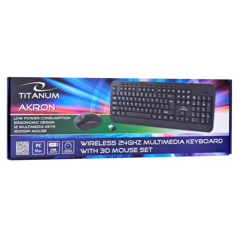 Conjunto inalámbrico de teclado y ratón ESPERANZA Akron TK109 2,4 GHz, receptor USB, Negro