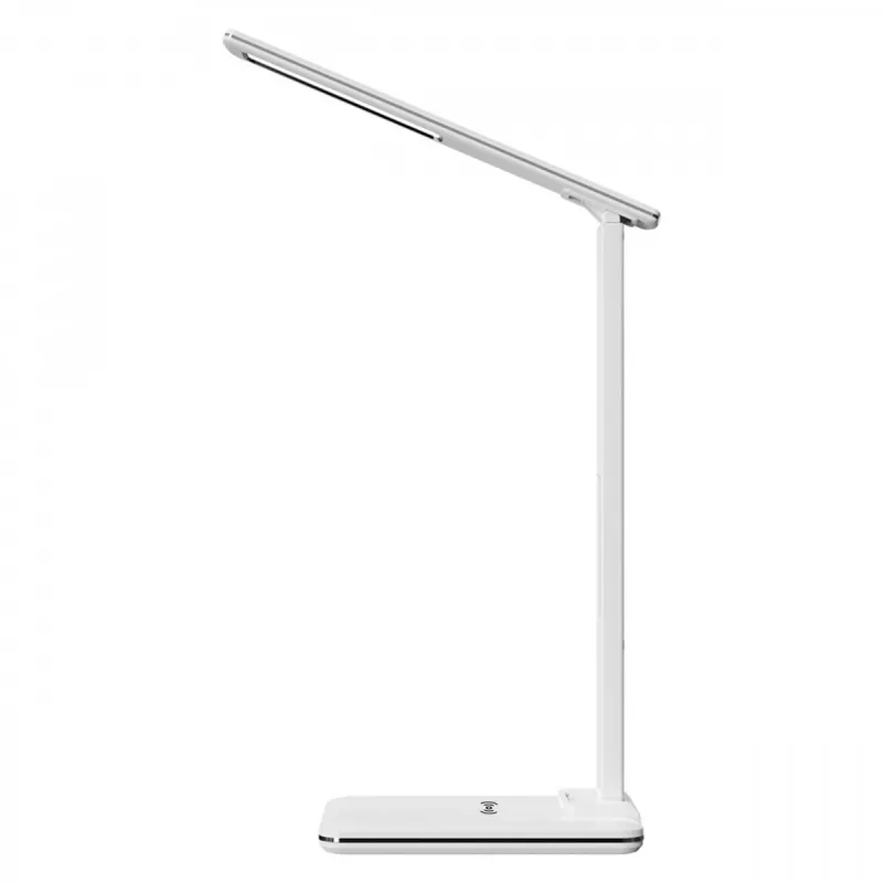 Media-Tech MT222 Leditou lámpara de escritorio LED con cargador inalámbrico Qi de 15 W, reloj, alarma, termómetro, blanca