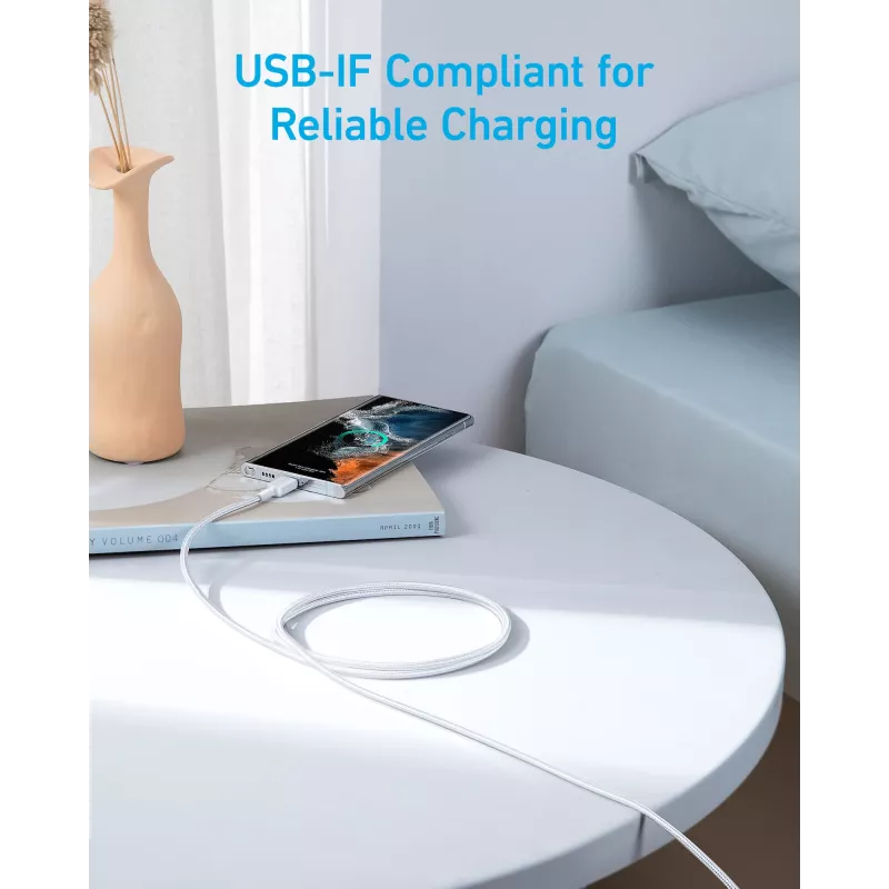 Cable USB-C a USB-C Anker 322 — 1,8 m, blanco