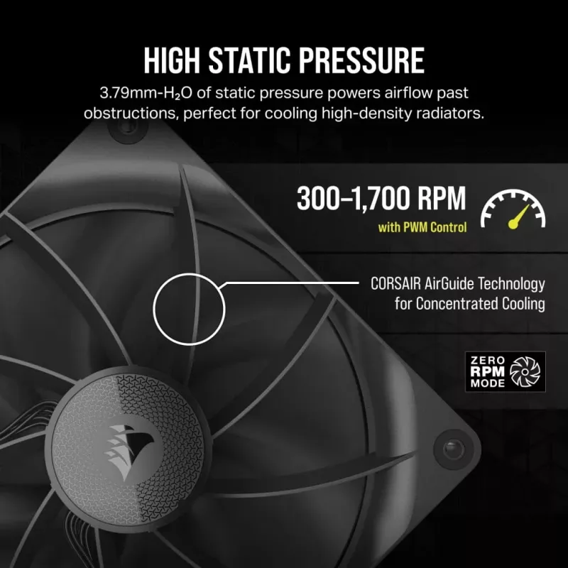 Ventilador Corsair iCUE LINK RX140 14 cm negro 300-1700 rpm