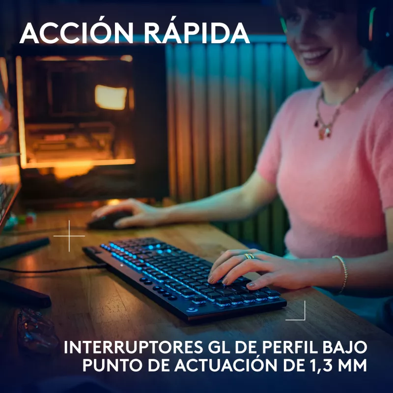 Teclado mecánico gaming con cable Logitech G915 X negro con iluminación RGB