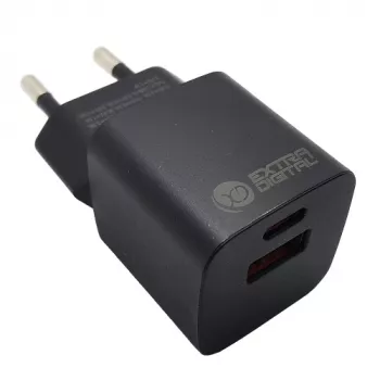 Cargador EXTRA DIGITAL GaN USB Type-C, USB Type-A: 30W, PPS