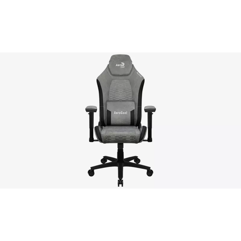 Silla gaming universal Aerocool Crown AeroSuede con asiento acolchado, gris piedra