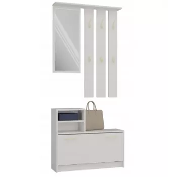 Armario recibidor Top e shop VERA crema GS1 — 1800×850×240 mm, puerta batiente, espejo, 1 balda, 6 ganchos