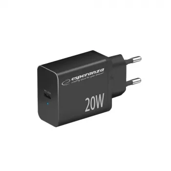 Cargador de red ESPERANZA EZC104K 20W negro, fuente de alimentación USB para dispositivos portátiles