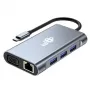 HUB 8en1 Adaptador USB C HDMI x2 USB VGA RJ45 PD