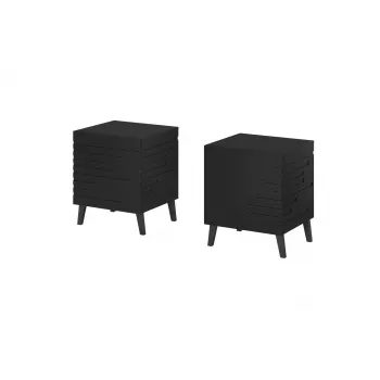 Mesita de noche cama meble NOVA 44x40x52 cm negro mate — 1 cajón, marco de 16 mm