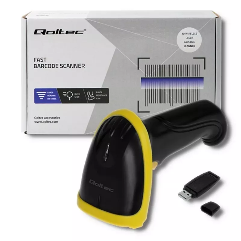 Lector de códigos de barras láser inalámbrico Qoltec 50862 1D | 2.4GHz