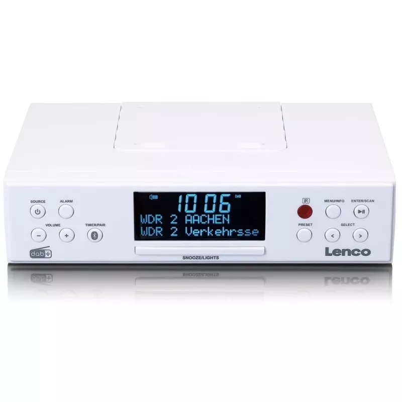 Lenco KCR-190WH radio de cocina para bajo mueble con PLL FM, DAB+ y Bluetooth, blanco