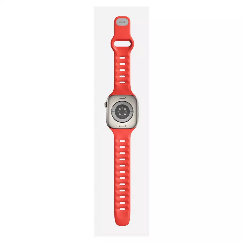 Correa Nomad Tempo — goma roja, 18 mm de ancho, compatible con muñecas de 135–175 mm