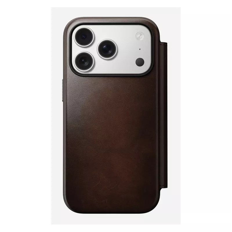 Funda para móvil Nomad Modern Leather Folio para iPhone 17 Pro, cuero/aluminio, 16 cm (6,3