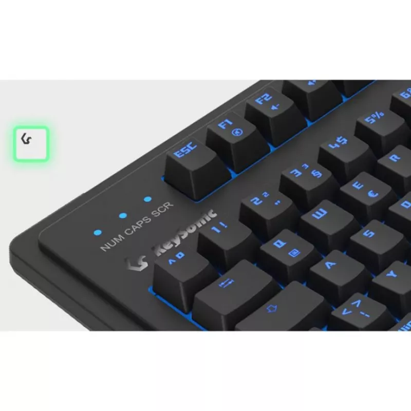 Teclado mecánico con cable de tamaño completo KeySonic KSK-8202ELU-T (DE) — USB, distribución alemana, negro