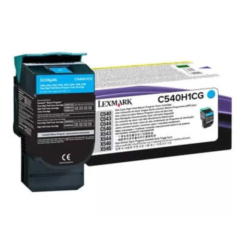 Lexmark C540H1CG cartucho de tóner para C540/C543/C544/C546, cian, alto rendimiento, 2000 páginas