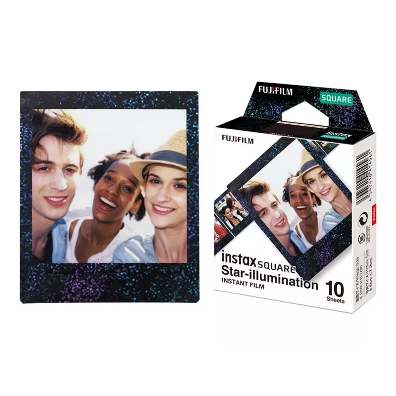 Fujifilm | Película instantánea Instax Square Star Illumination (10 hojas) | 86 x 72 mm | Tamaño de impresión: 86 mm x 72 mm, tamaño de imagen: 62 mm x 62 mm | Cantidad 10