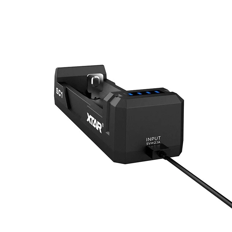Cargador de baterías XTAR SC1 de una ranura USB-C para celdas Li-Ion 18650, 1 ranura, negro