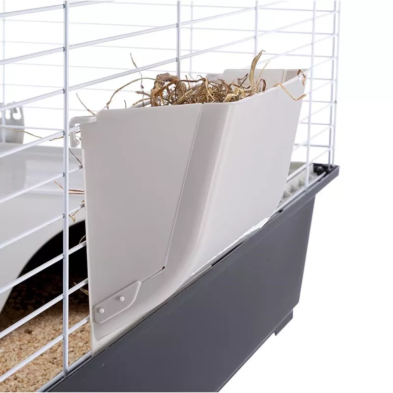Jaula FERPLAST Casita 100 para conejos y cobayas, metal/plástico, 960×570×560 mm, topo/blanco