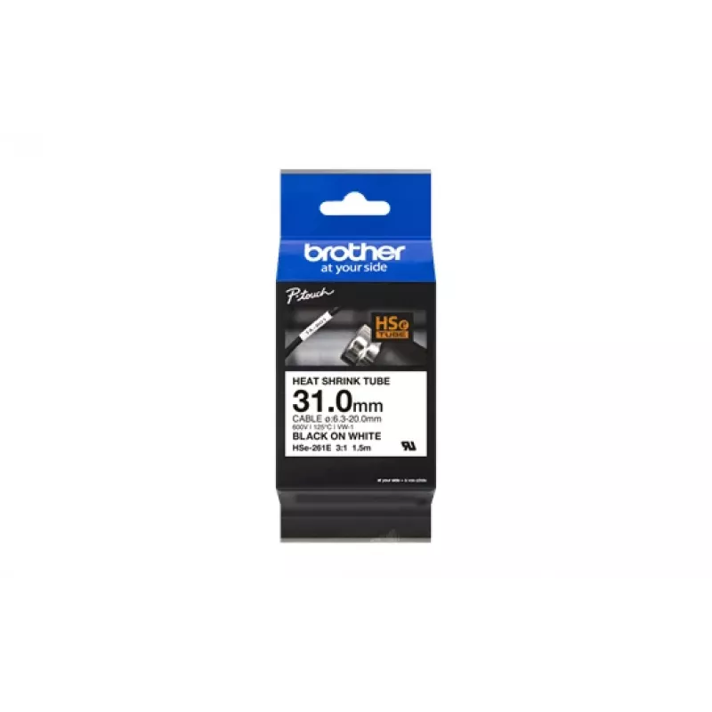 Cinta de impresora Brother HSe-261E negra 3,1 cm x 1,5 m