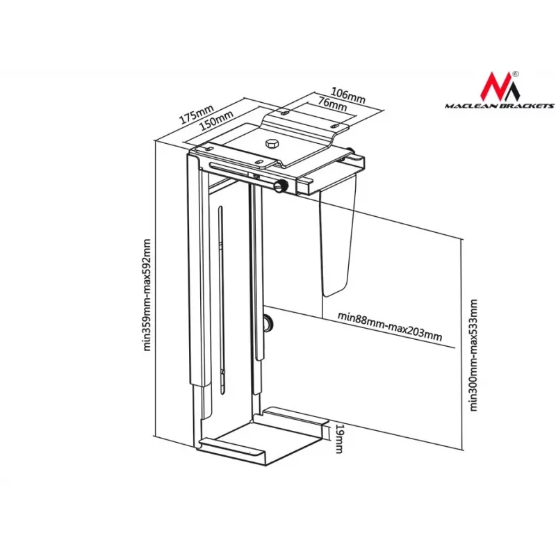 Soporte pasivo Maclean MC-713 S gris