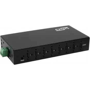 EXSYS GmbH Hub USB 3.2 Gen 2x1 metálico de 7 puertos, 7x USB-C, 57W (EX-12277HMS)