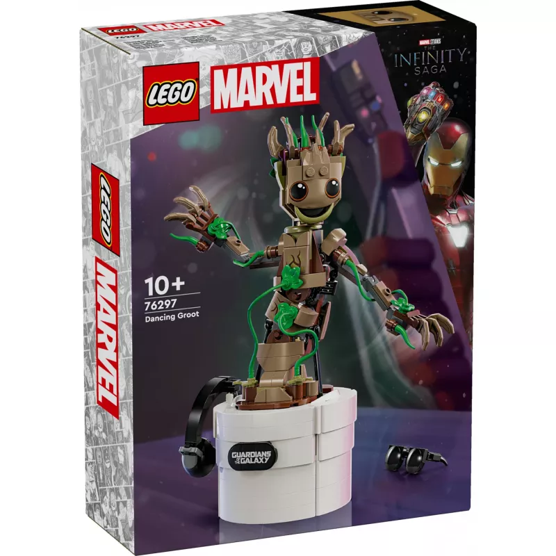 LEGO Marvel Dancing Groot, figura de acción animada construible — personaje de Guardianes de la Galaxia — set de juego interactivo manual para niños — superhéroe