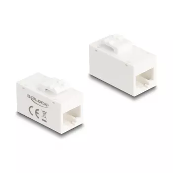 Delock 90639 módulo Keystone RJ45 hembra a RJ45 hembra, Cat.6A UTP, blanco