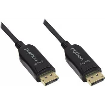 Cable de conexión DisplayPort 1.2 híbrido óptico, 4K2K / UHD 60Hz, conector y contactos de cobre dorados, negro, 100m, serie PYTHON® (GC-M0180)