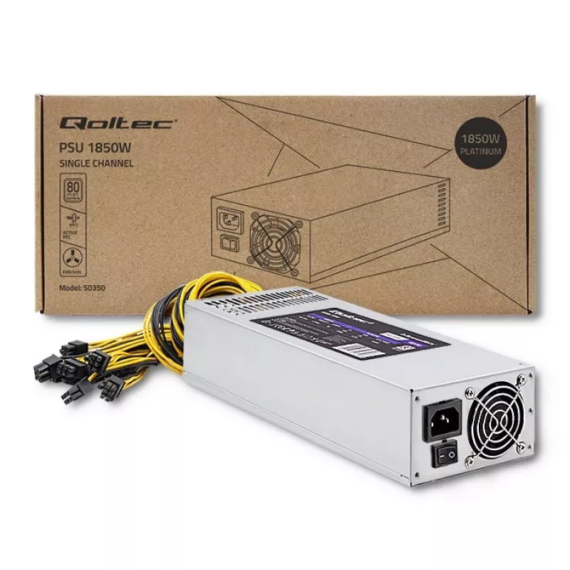Fuente de alimentación Qoltec 50350 1850W PCI-E | 80 Plus Platinum | Gaming Miner