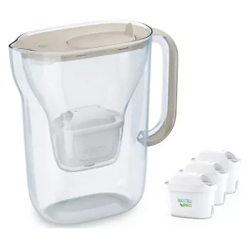 Jarra filtrante de agua BRITA Style Essential 2,4 L con 3 cartuchos de recambio (arena)
