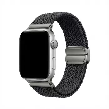 Correa GUAN Premium para Apple Watch 38/40/41/42 mm — Correa de repuesto negra/gris