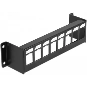 Delock 86611 soporte Keystone, panel de 8 puertos para montaje en superficie, metal, negro