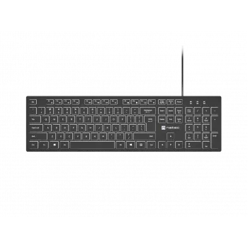Teclado con cable NATEC HERRING GLOW distribución US con retroiluminación blanca