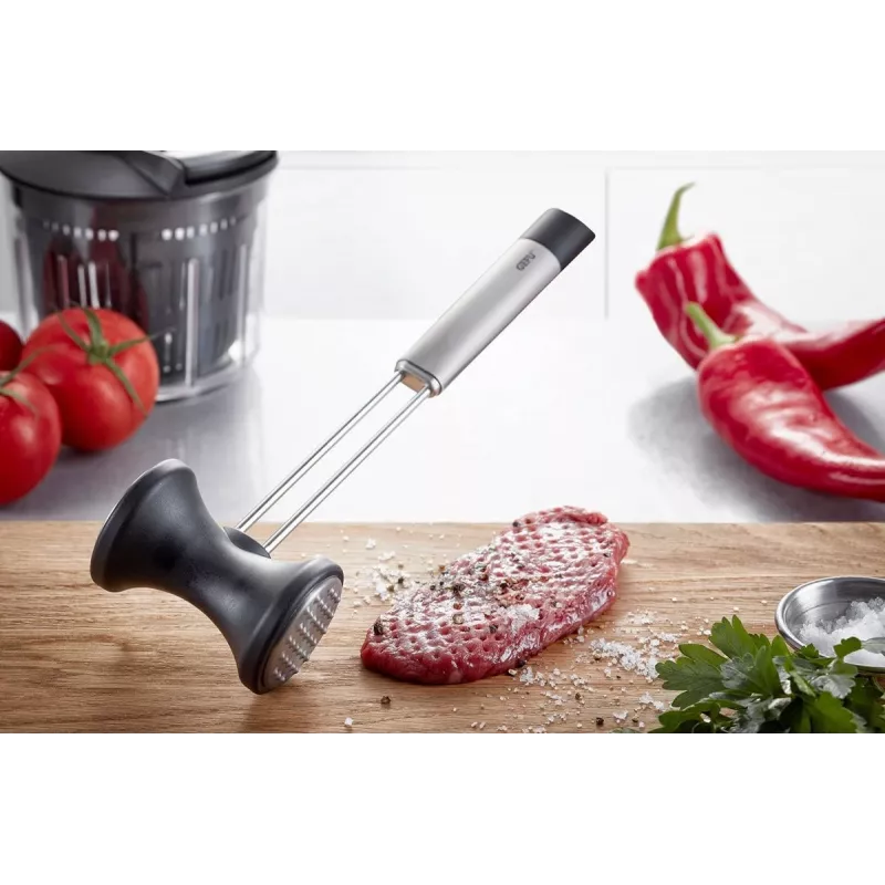 Mazo para carne GEFU PRIMELINE 29215 — martillo de acero inoxidable, herramienta manual para ablandar carne