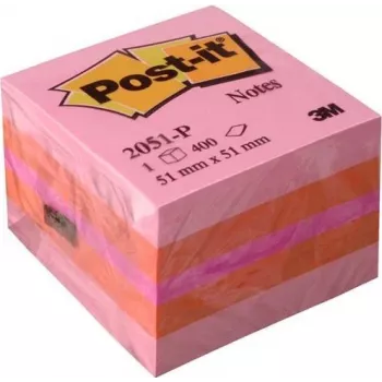 3M Post-it Notes Notas adhesivas mini cubo 51 x 51 mm rosa 2051-P
