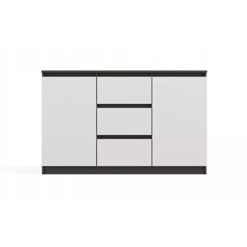 Cómoda 2 puertas 3 cajones top e shop M-MP-K-MAL-2D3S-ANTBIA — marco antracita, puertas blancas, 1200×750×400 mm