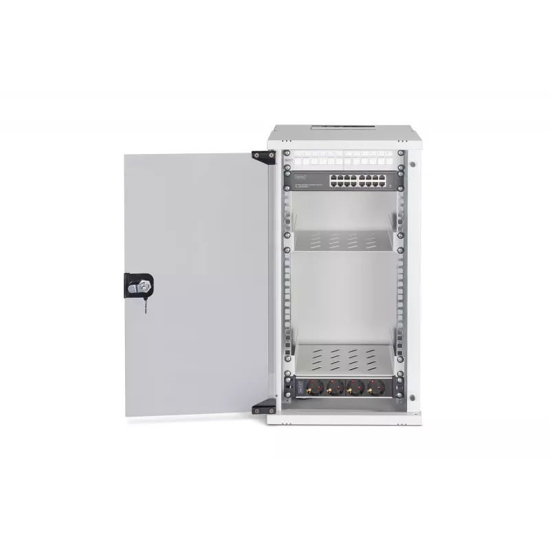 DIGITUS SOHO Pro DN-49104-SET kit de red de pared 10" 12U con accesorios, 315 x 300 mm, gris