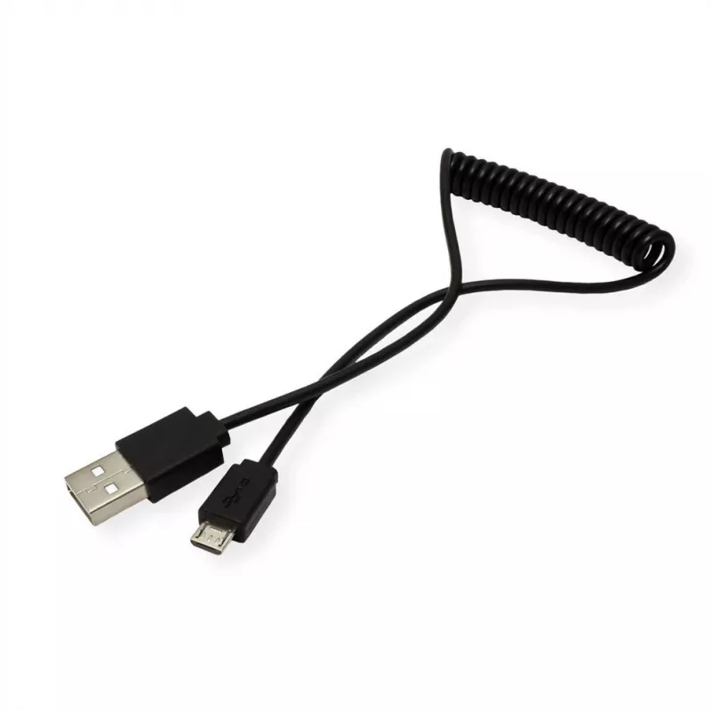 ROLINE Cable en espiral USB 2.0 - A - Micro B - ST/ST 1,0 m - Apantallado - USB 2.0 Type Micro B - 1 mm - Cable en espiral (11.02.8317)