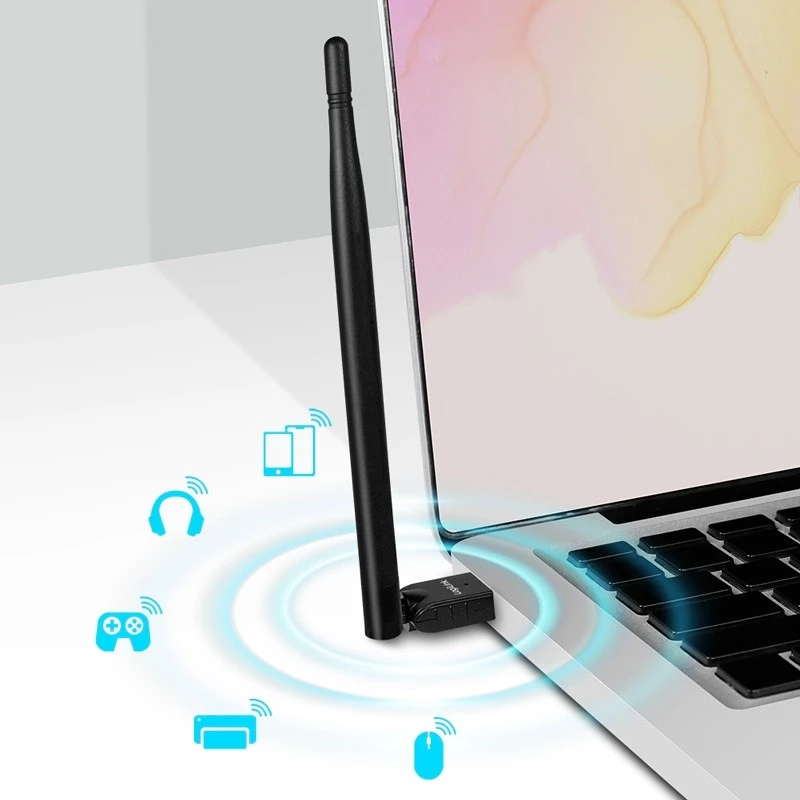 LogiLink USB - Adaptador Bluetooth 5.3 con antena, negro alcance: 150 m, conexión: conector USB-A, Bluetooth - 1 unidad (BT0067)