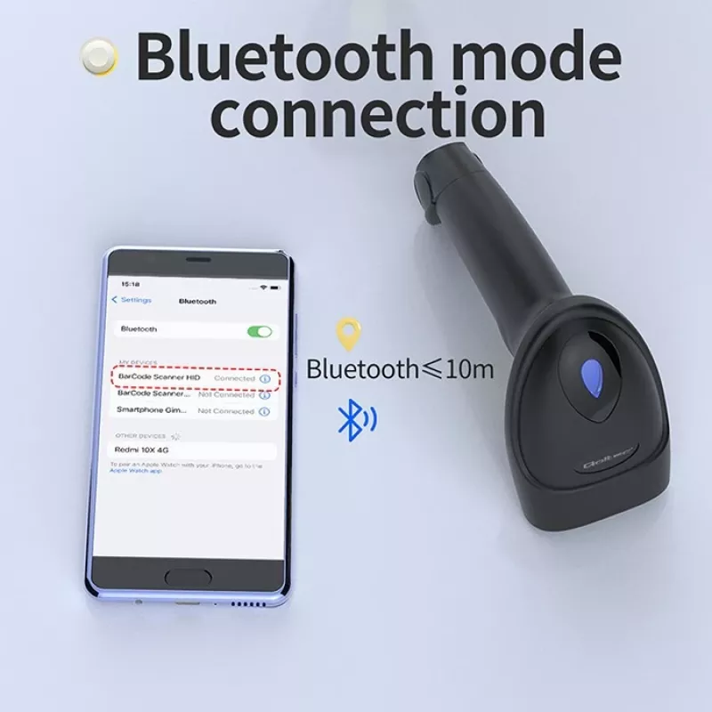 Lector de códigos de barras QOLTEC 50880 1D/2D USB — Lector de mano con interfaz USB