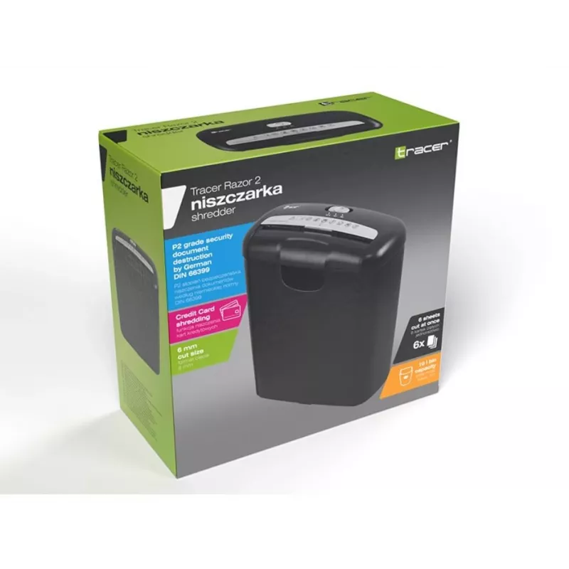 Trituradora de papel Tracer Razor 2 corte en tiras 70 dB negro