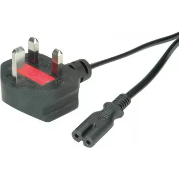 VALUE - Cable de alimentación - BS 1363 (macho) en ángulo a IEC 60320 C7 recto - AC 250 V - 2,5 A - 1,8 m - negro (19.99.2017)