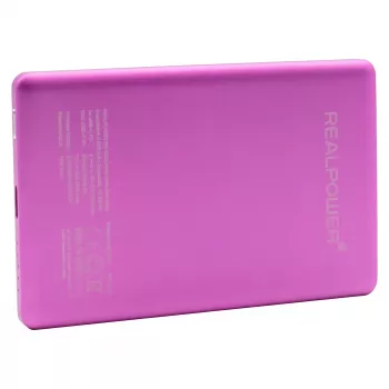 Batería portátil RealPower PB-5000 MAG 5000 mAh, carga inalámbrica, USB-C, 20 W, rosa