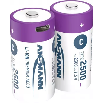 Ansmann ANS 1313-0004 - Batería de Li-Ion C Baby 2300 mAh 1,5 V pack de 2 - Batería recargable