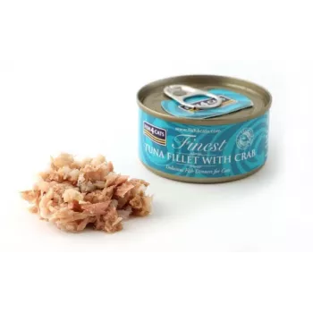 Comida húmeda para gatos FISH4DOGS Filete de atún con cangrejo 70 g — lata, 70 g, 85% humedad, 12% proteína