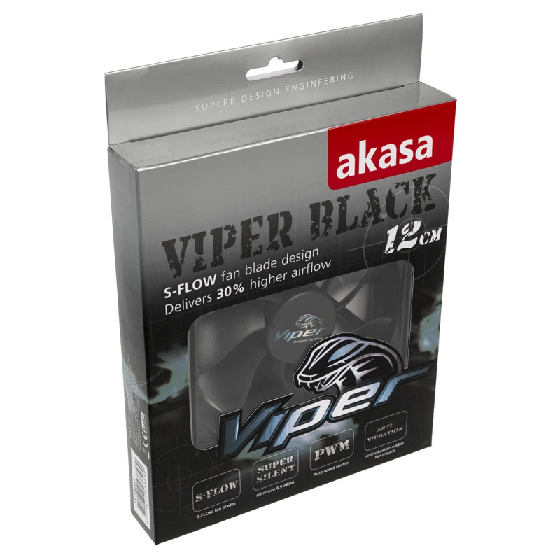 Ventilador de caja AKASA Viper 120 mm - Negro
