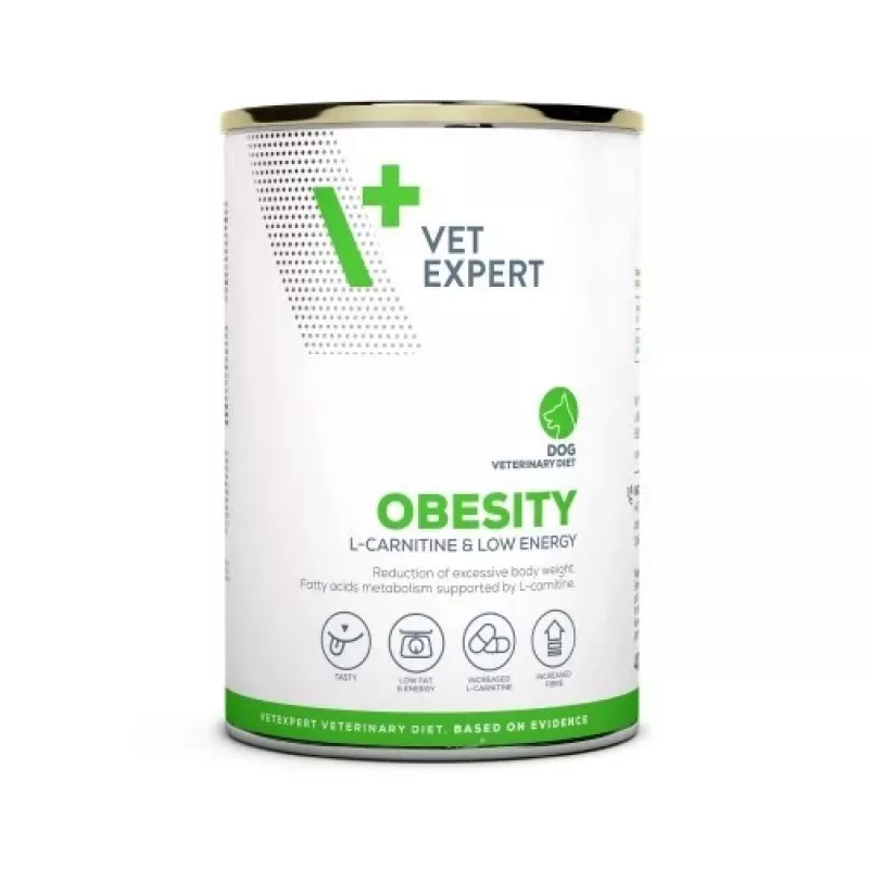 Comida húmeda para perros VETEXPERT Veterinary Diet Obesity para perros 400 g lata — ave, adulto, baja en grasa, alto contenido en humedad