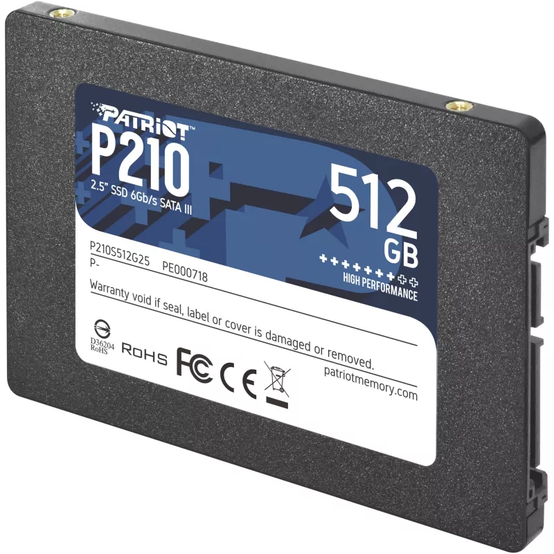 SSD SATA III de 2,5 pulgadas PATRIOT P210 512 GB – 500 MB/s lectura, 400 MB/s escritura